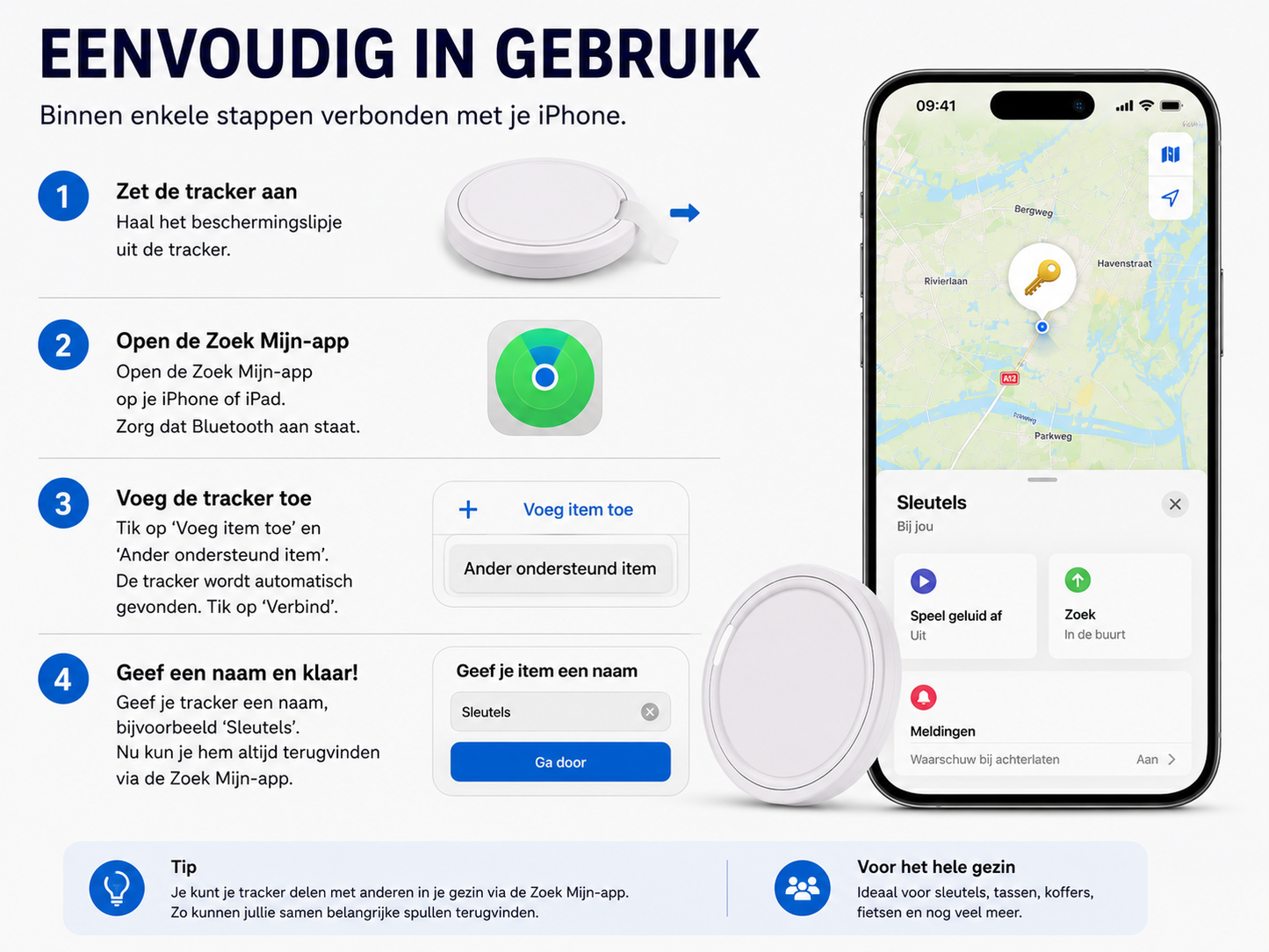 PawLuxe Mini Bluetooth Tracker voor Honden & Katten