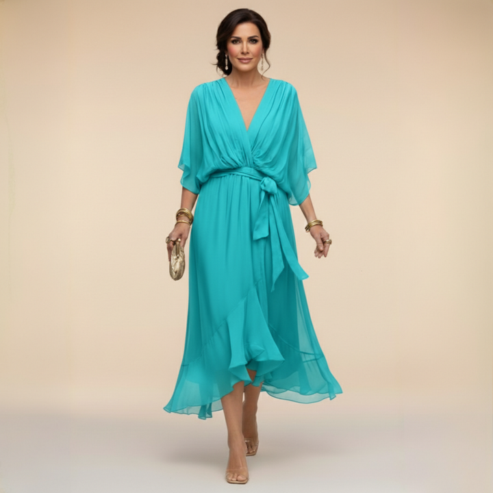 MARTA | Vestido ligero y transparente con escote en V