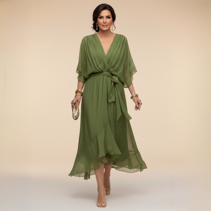 MARTA | Vestido ligero y transparente con escote en V