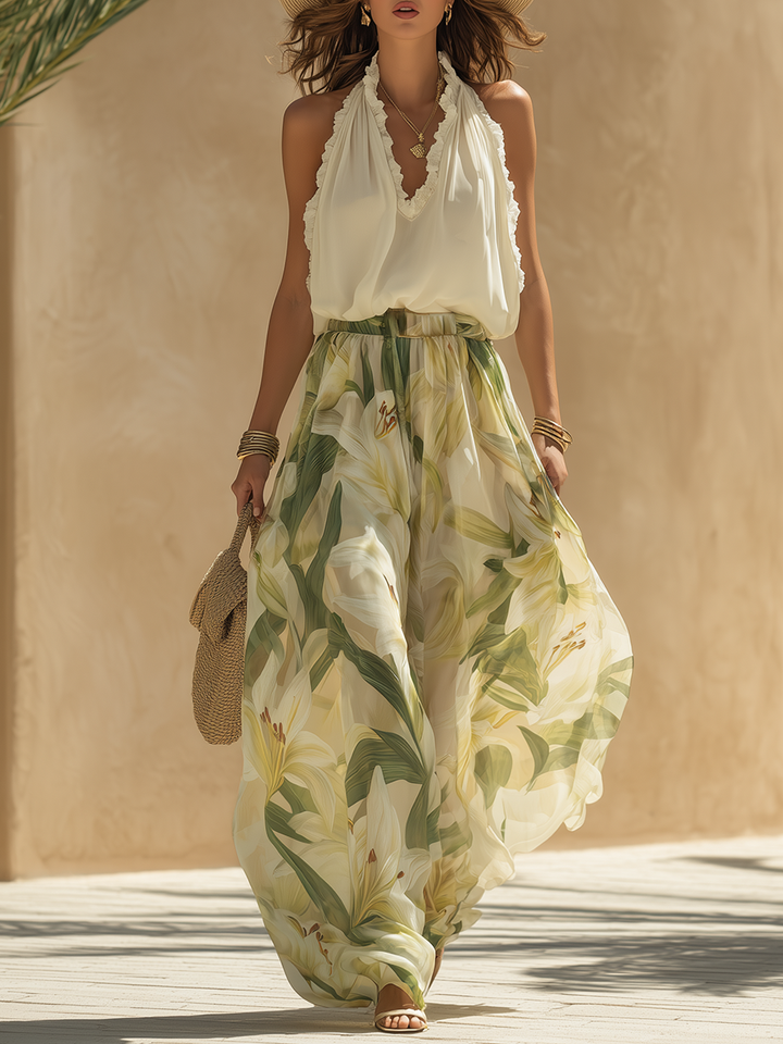 Lysandra | Conjunto Fluido Estampado de Lirios