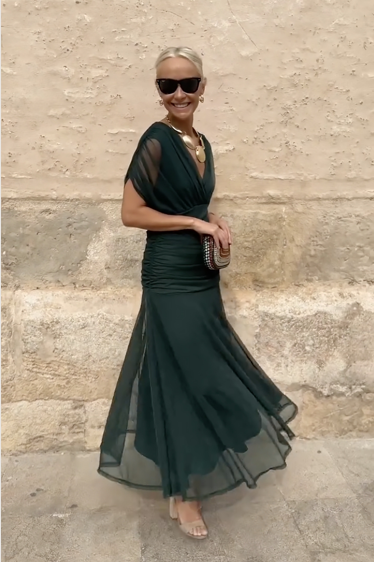 Vestido de ceremonia Louise Lange, elegante, con escote en V