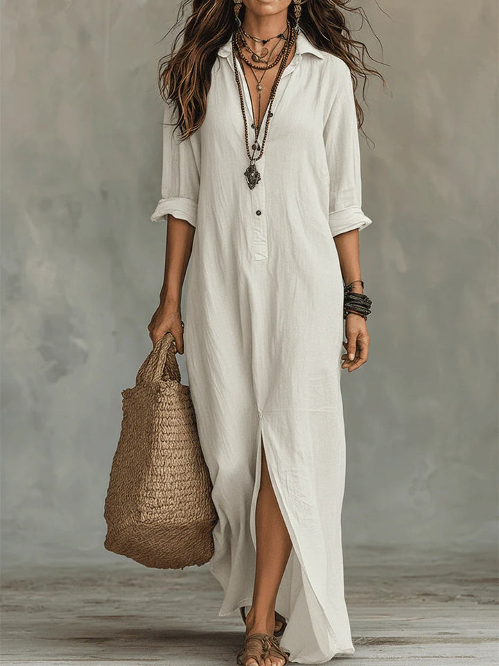 Soline | Vestido maxi negro con botones