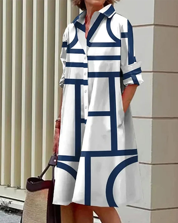 Mavrelle | Vestido con bolsillos y estampado geométrico