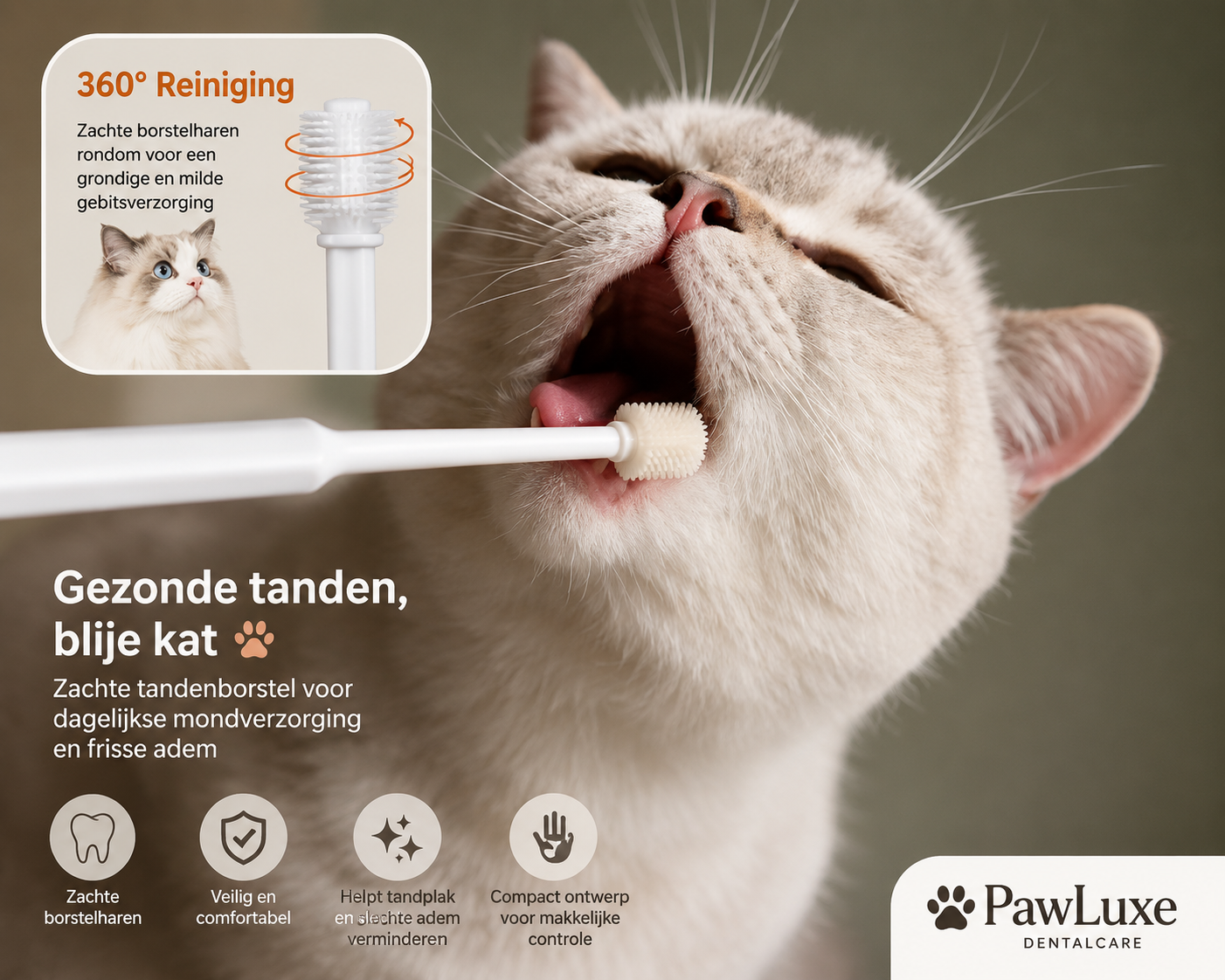 PawLuxe DentalCare Katten Tandenborstel