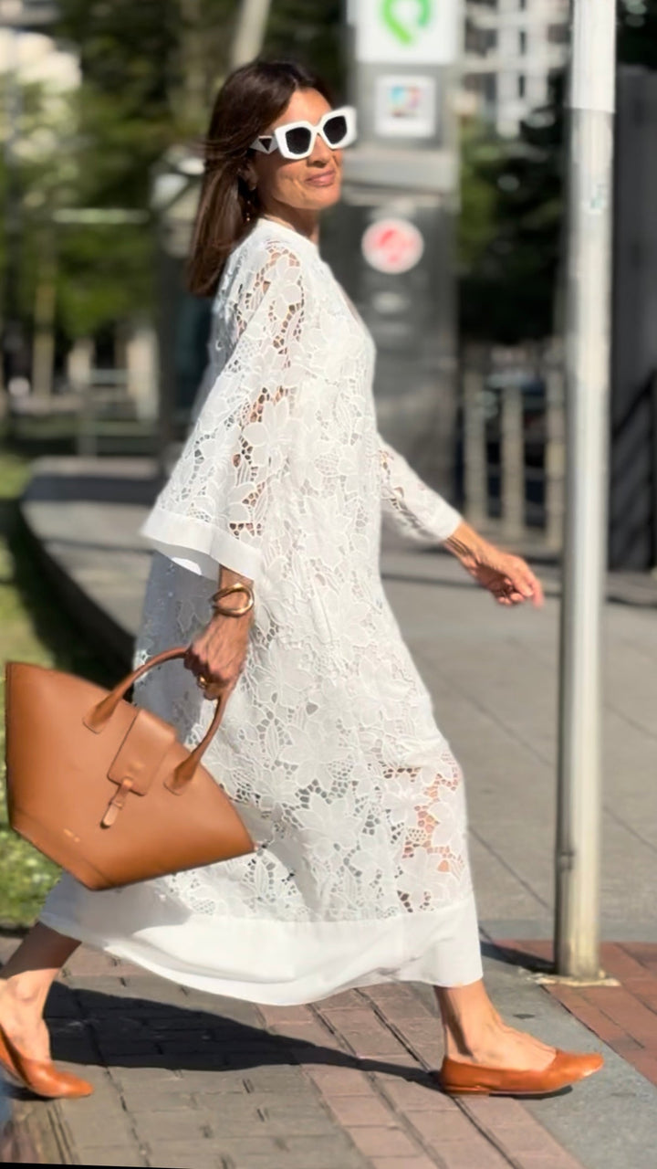 Vestido Luana de encaje blanco