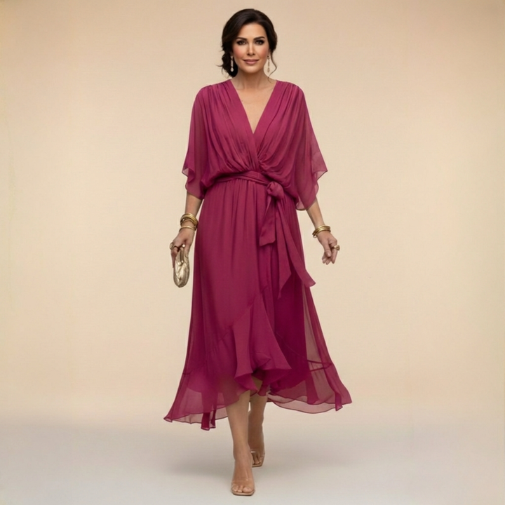 MARTA | Vestido ligero y transparente con escote en V
