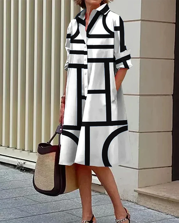 Mavrelle | Vestido con bolsillos y estampado geométrico