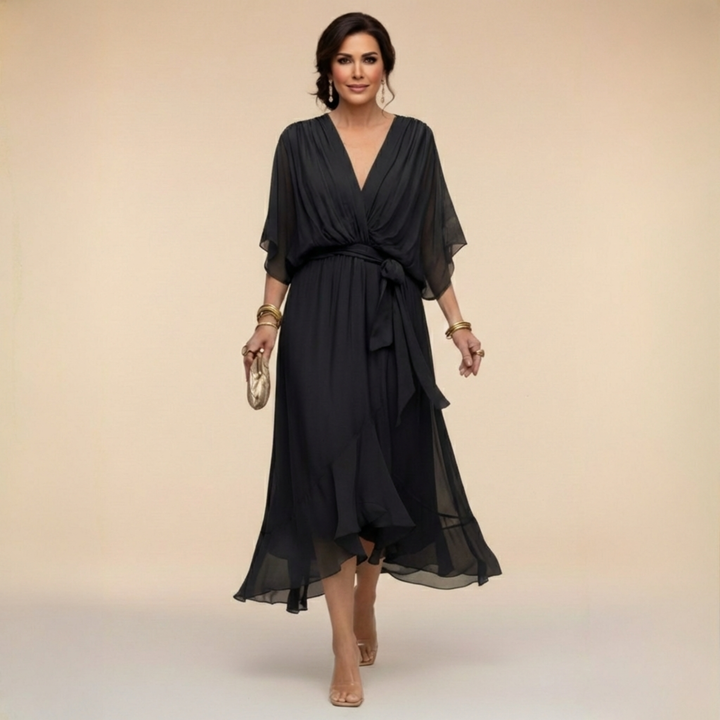 MARTA | Vestido ligero y transparente con escote en V
