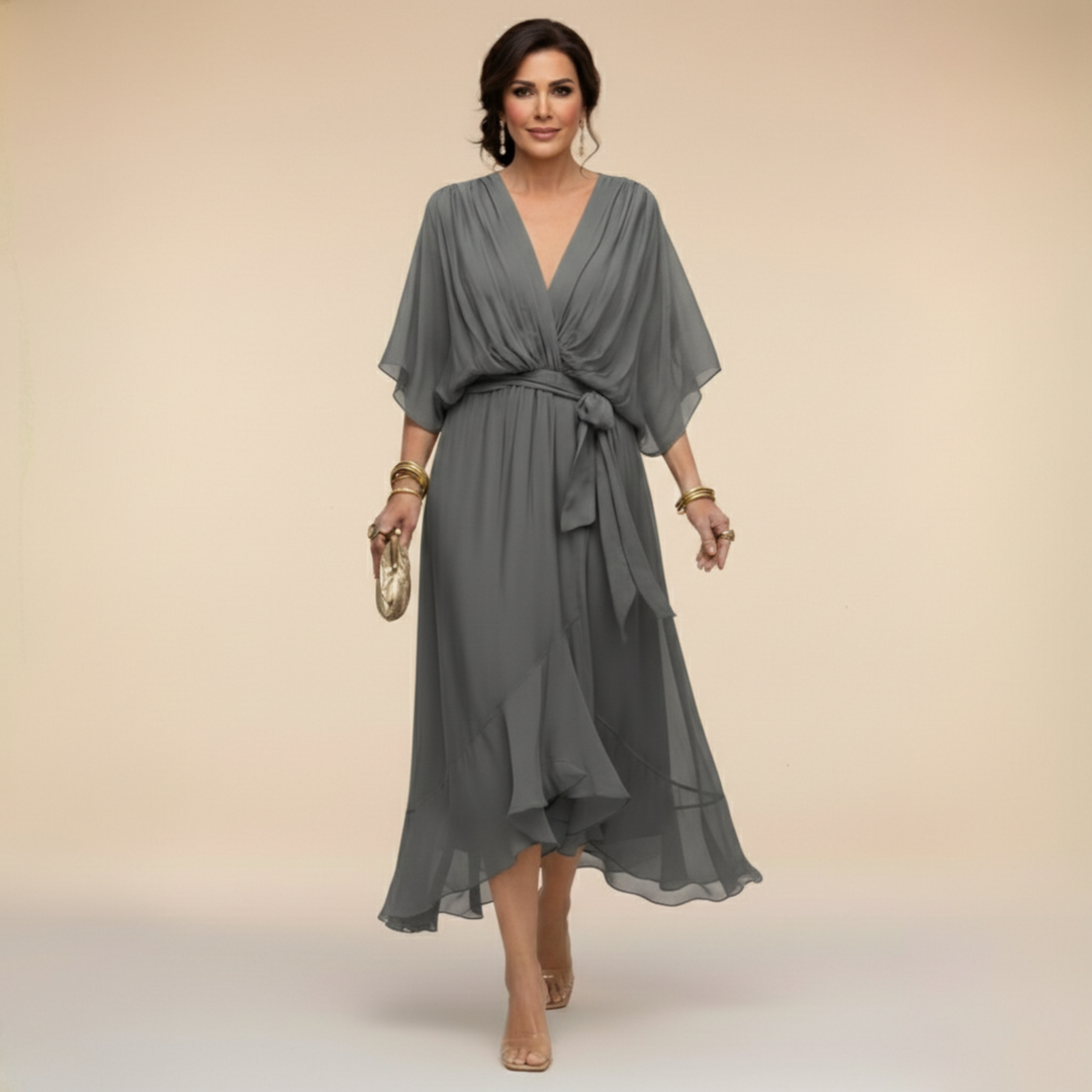 MARTA | Vestido ligero y transparente con escote en V