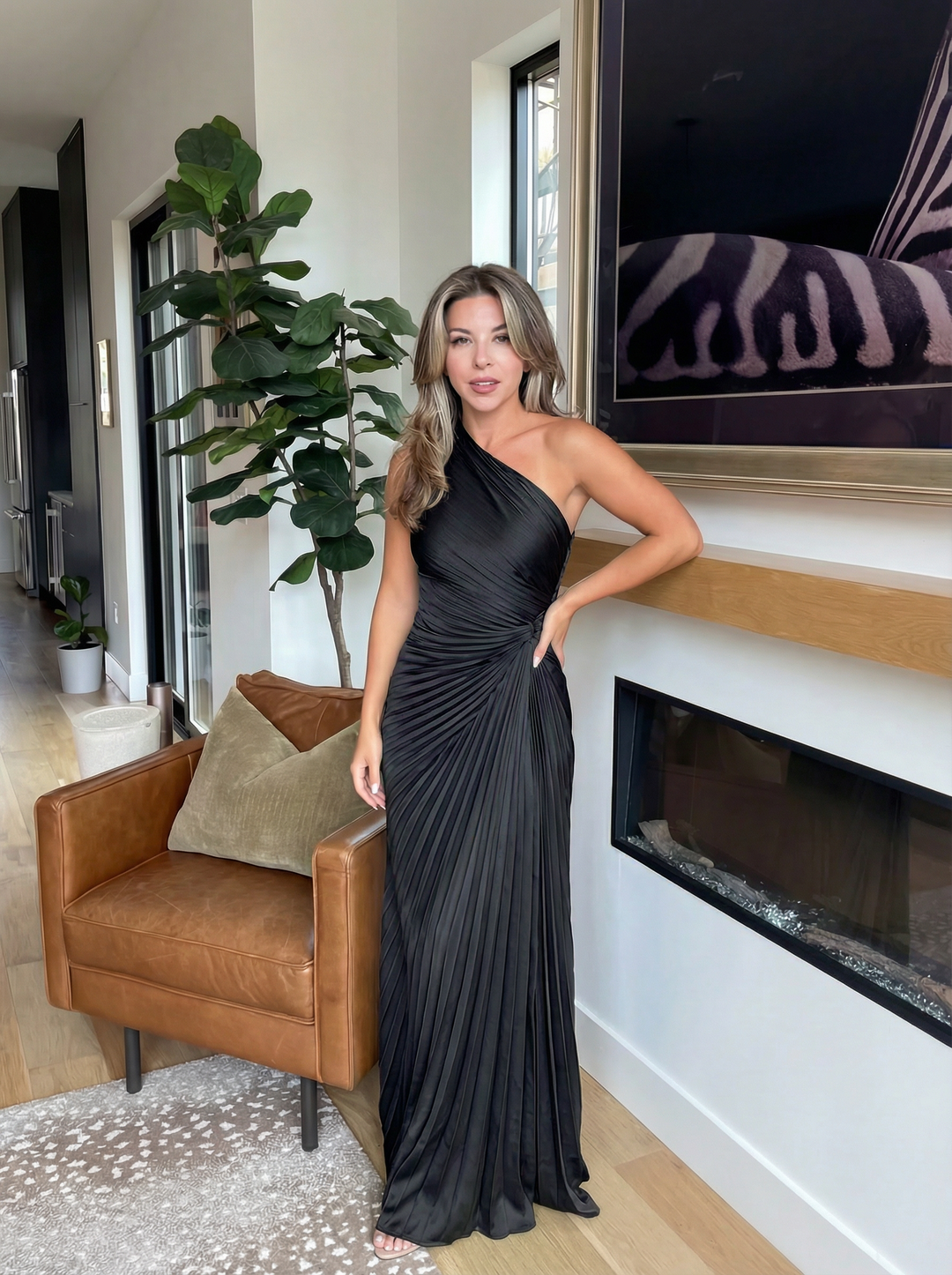 Aurelia - Vestido de un solo hombro plisado