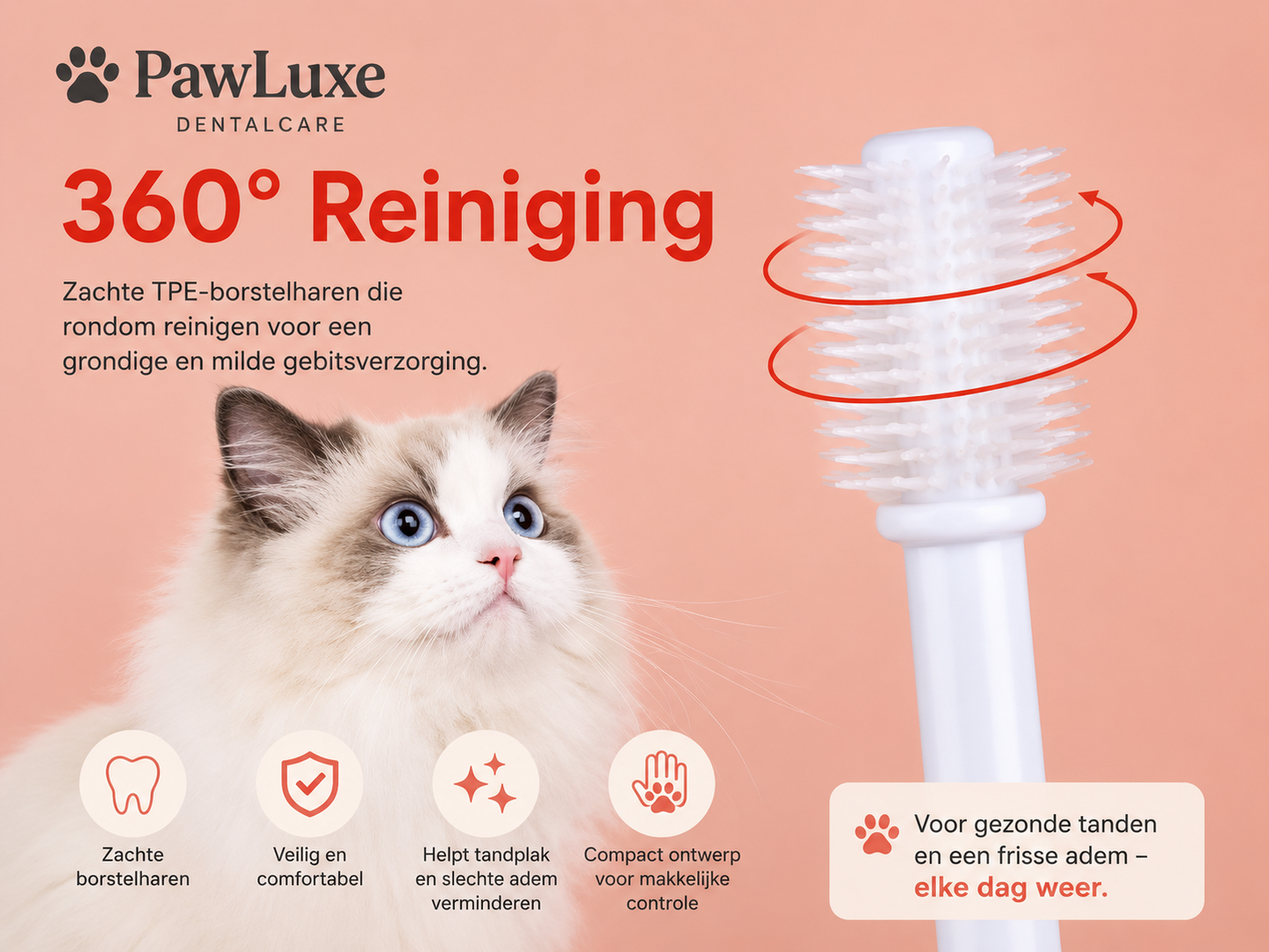 PawLuxe DentalCare Katten Tandenborstel