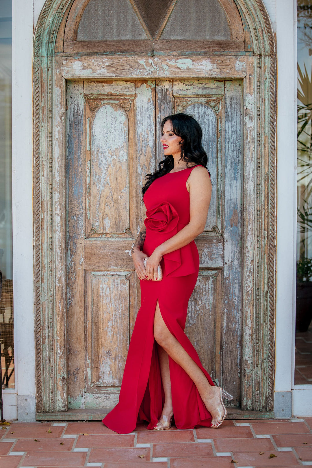 VESTIDO FLOR ROJO