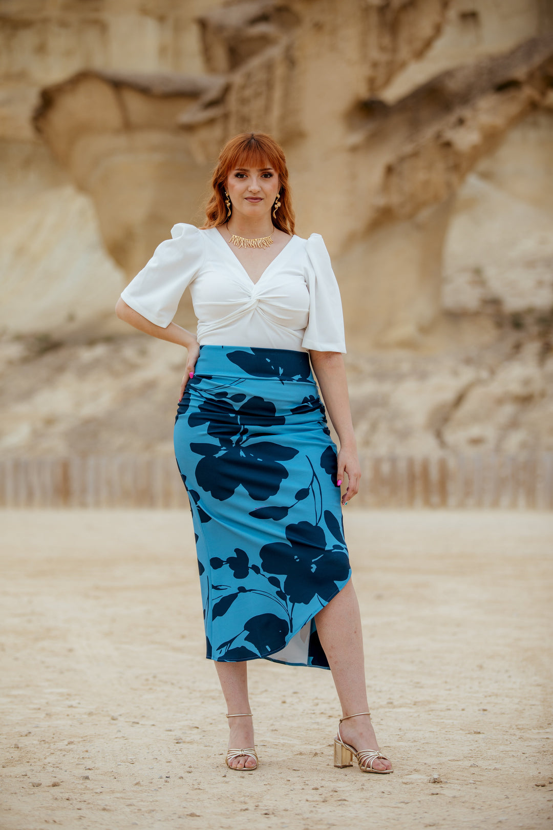 Falda Indira Estampado Azul