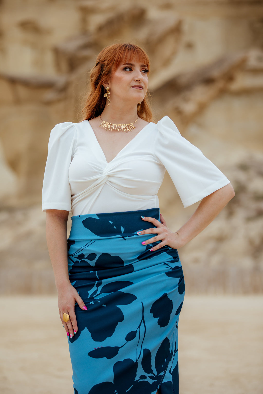 Falda Indira Estampado Azul