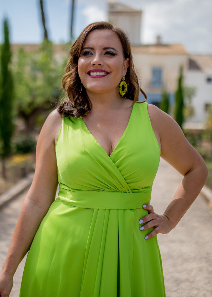 VESTIDO LARGO PISTACHO