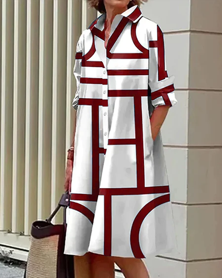 Mavrelle | Vestido con bolsillos y estampado geométrico