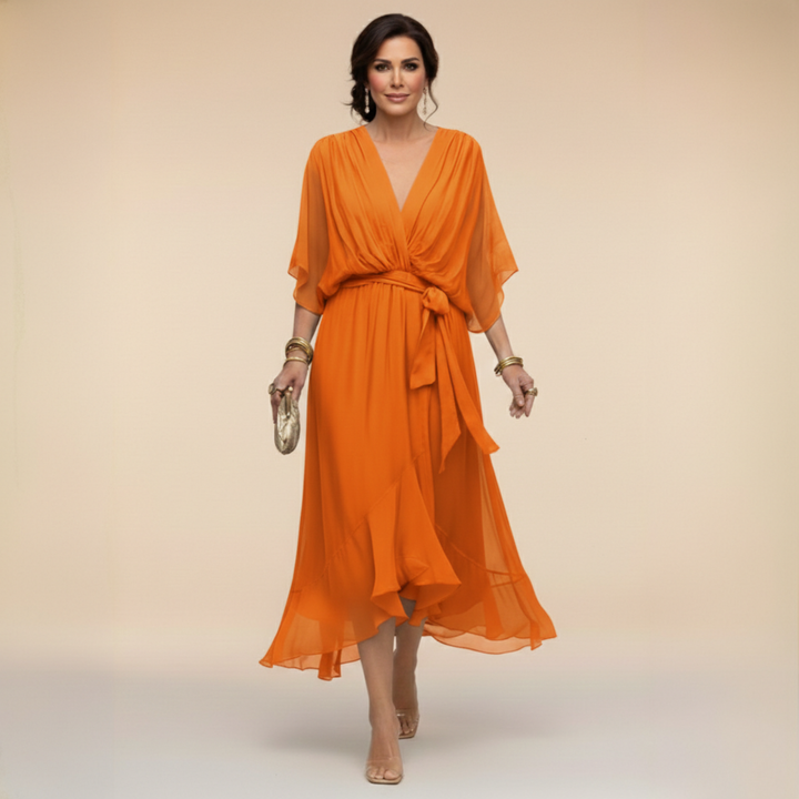 MARTA | Vestido ligero y transparente con escote en V