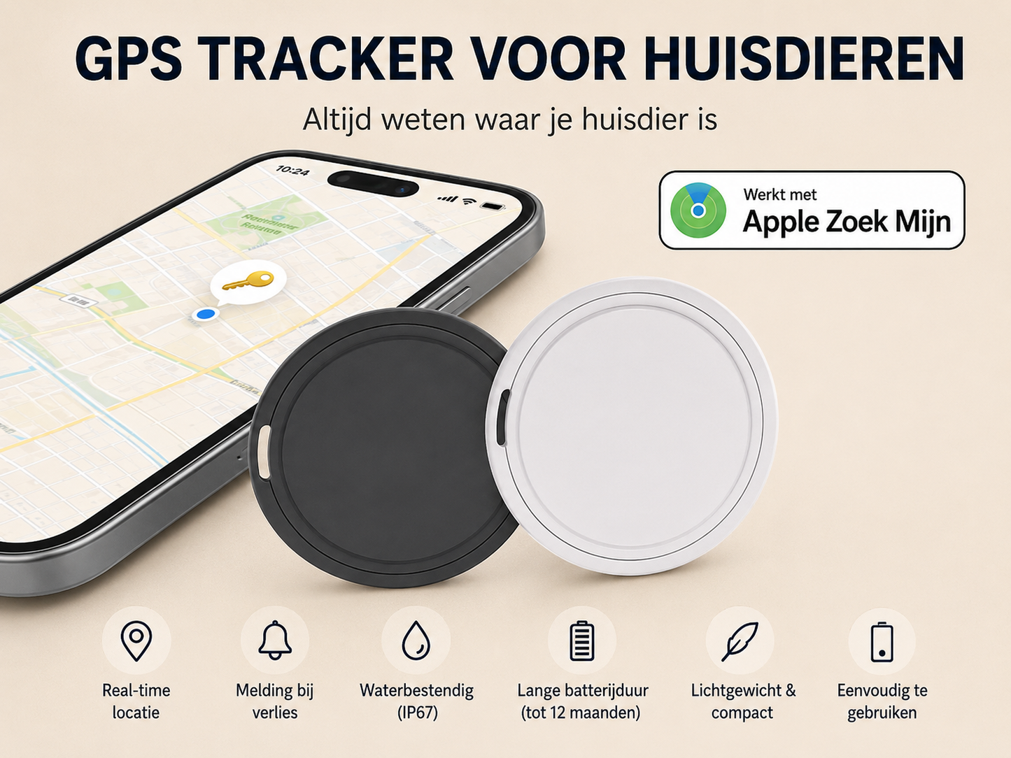 PawLuxe Mini Bluetooth Tracker voor Honden & Katten