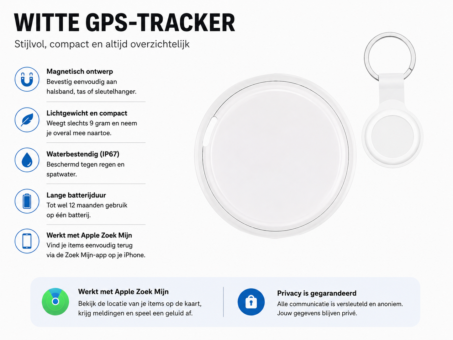 PawLuxe Mini Bluetooth Tracker voor Honden & Katten