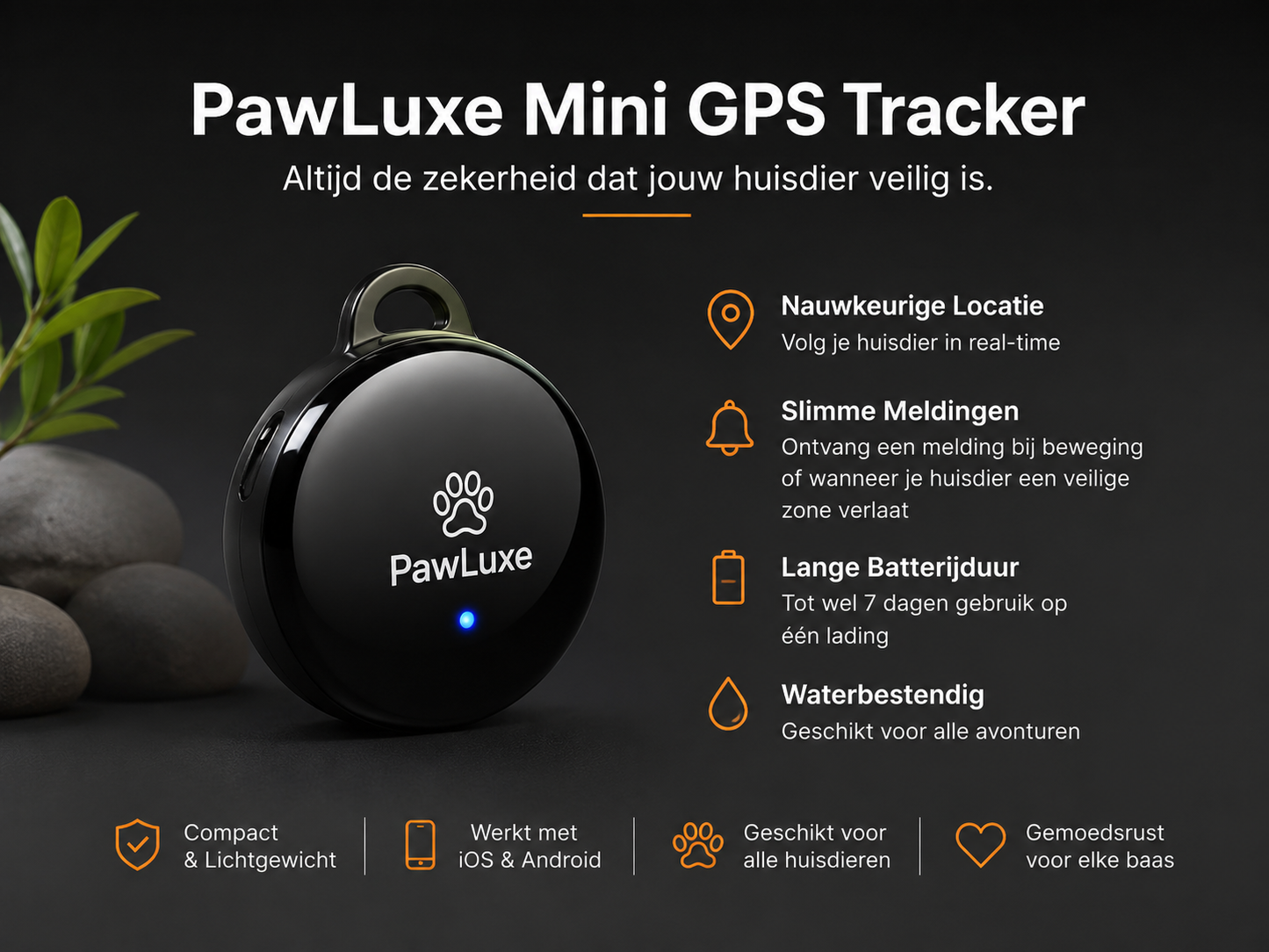 PawLuxe Mini Bluetooth Tracker voor Honden & Katten
