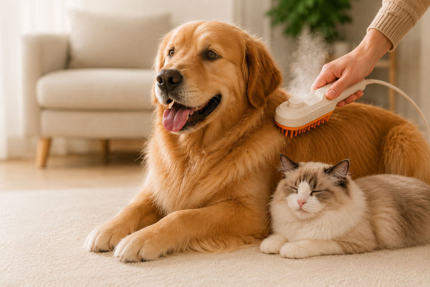PawLuxe Stoomborstel Pro – Krachtige Verzorging voor Honden & Katten