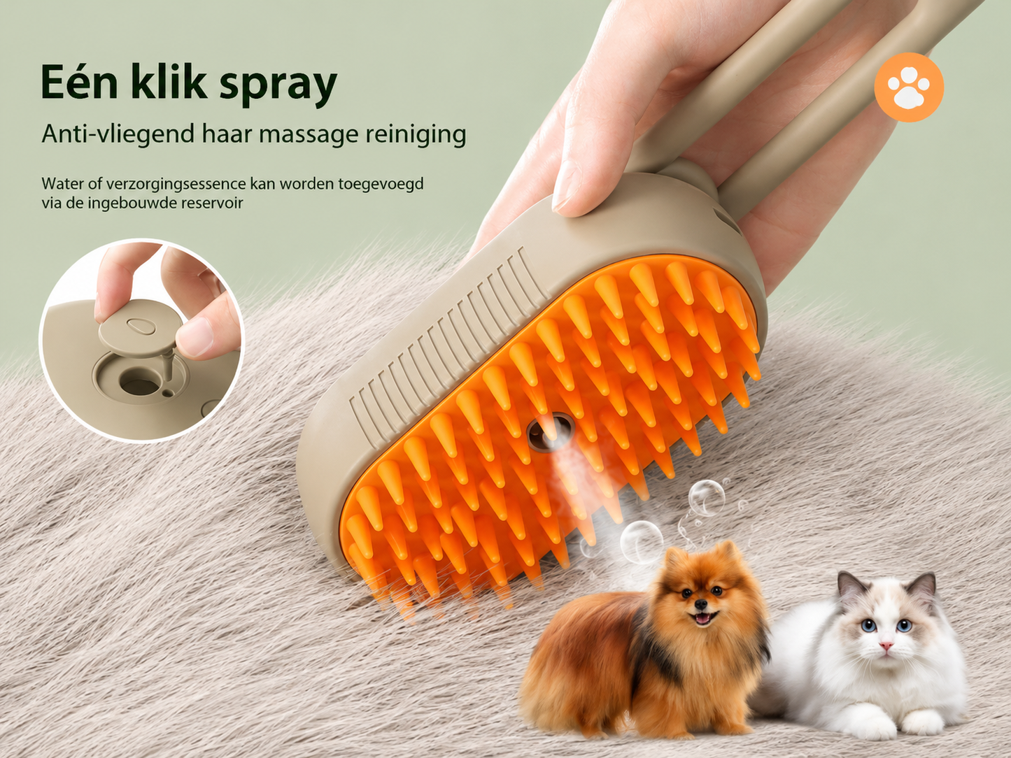 PawLuxe Stoomborstel Pro – Krachtige Verzorging voor Honden & Katten