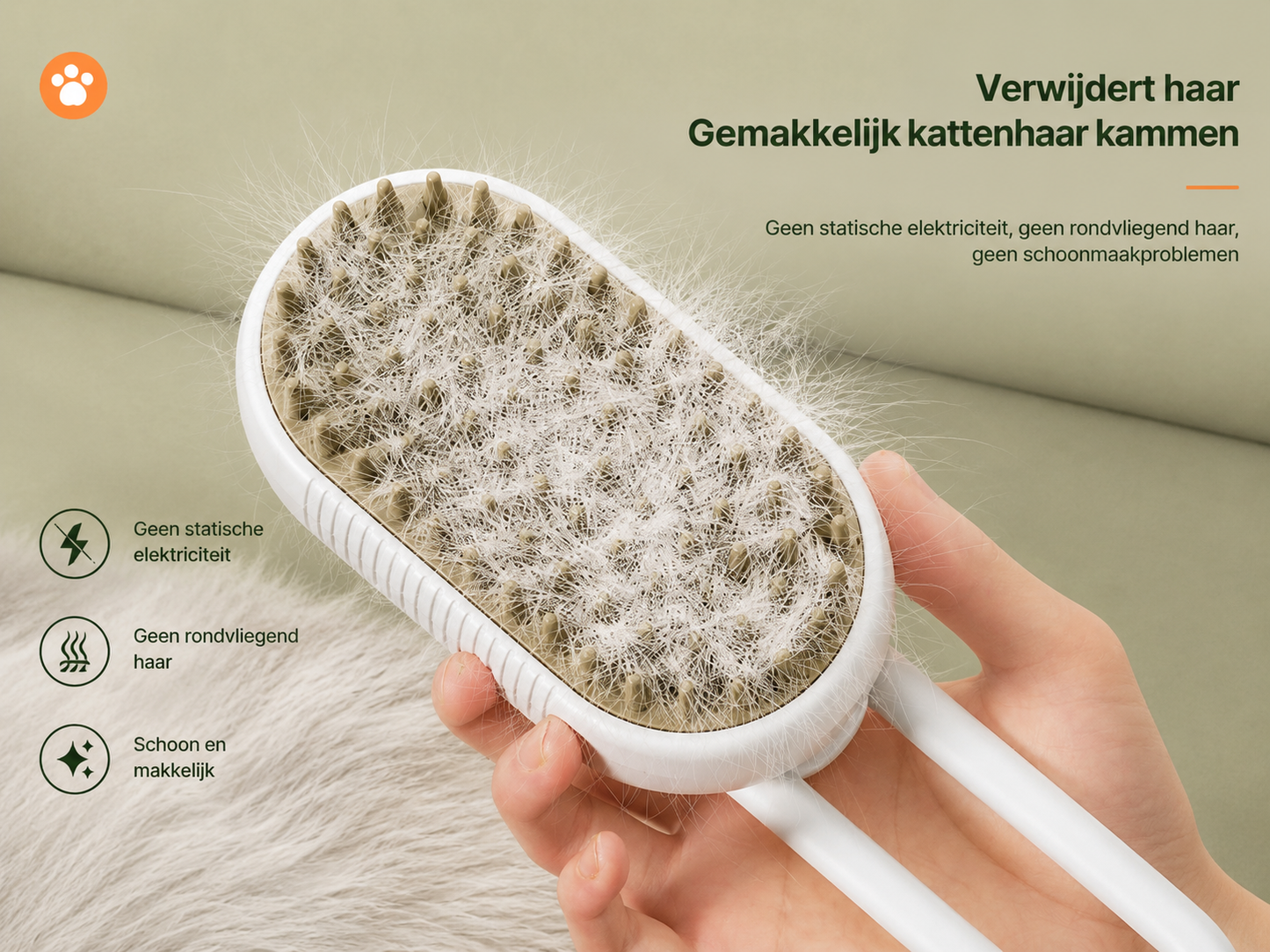PawLuxe Stoomborstel Pro – Krachtige Verzorging voor Honden & Katten