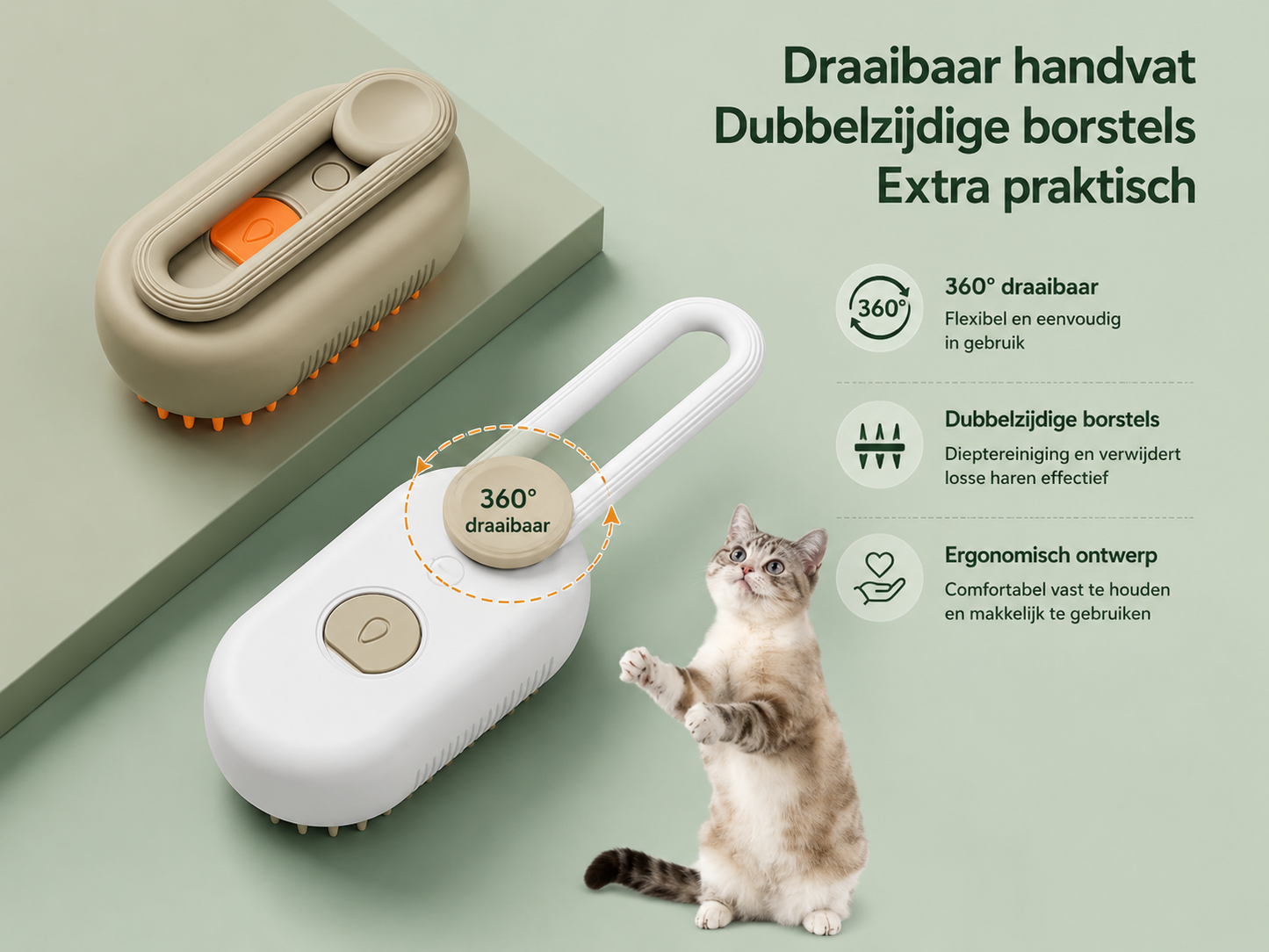 PawLuxe Stoomborstel Pro – Krachtige Verzorging voor Honden & Katten