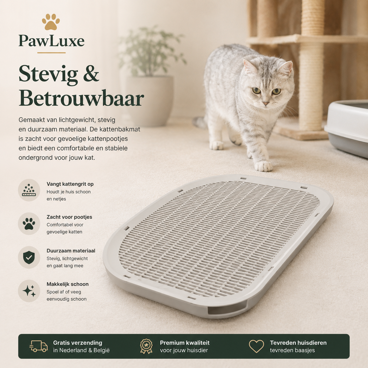PawLuxe Waterdichte Kattenbakmat