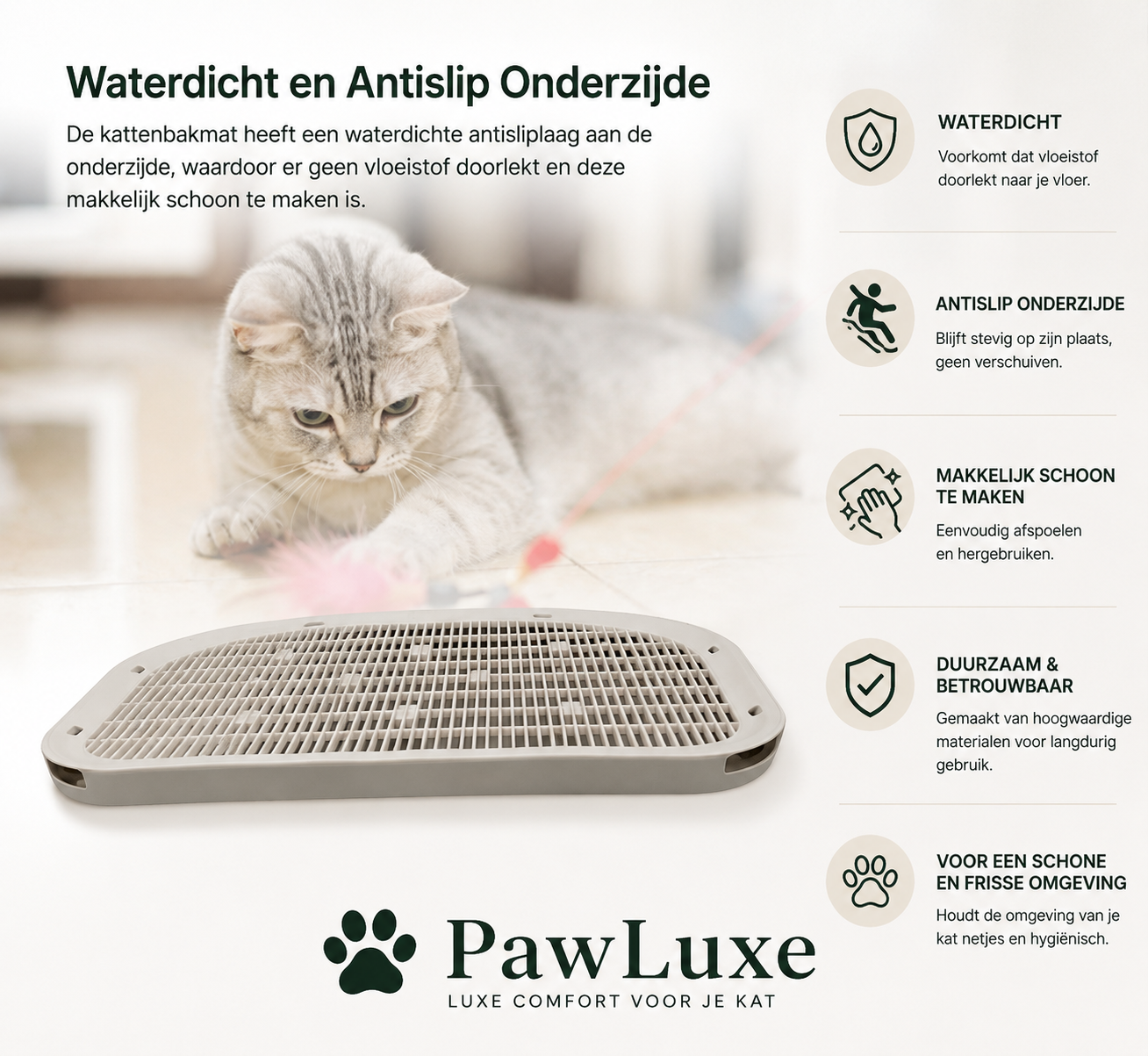 PawLuxe Waterdichte Kattenbakmat