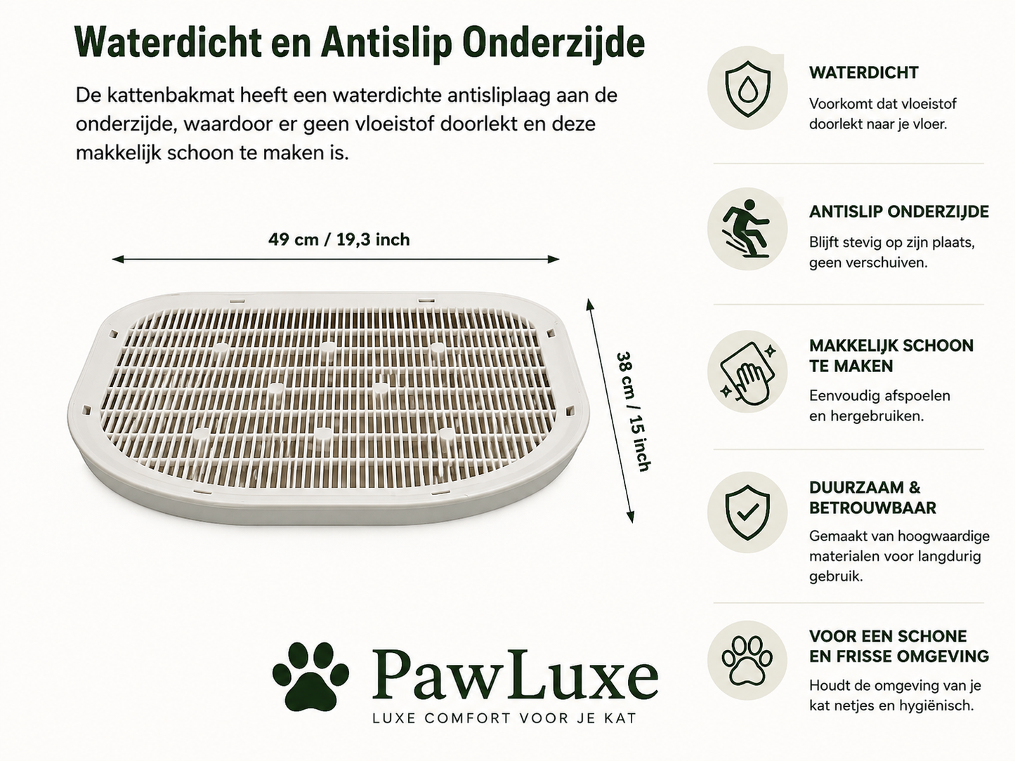 PawLuxe Waterdichte Kattenbakmat