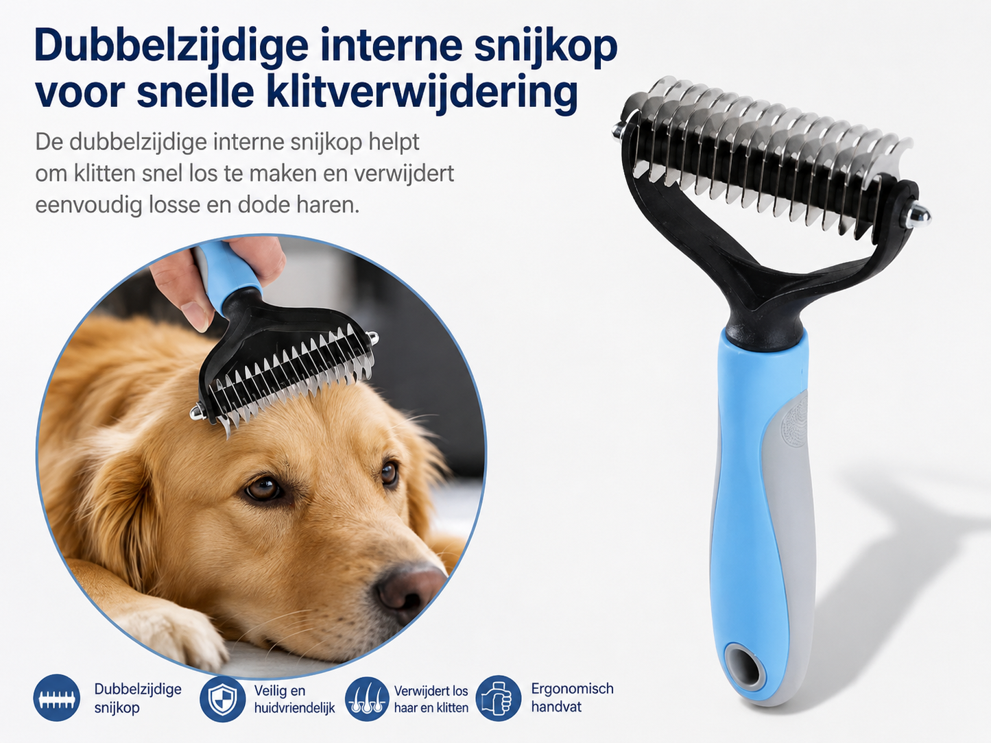PawLuxe Dubbele Verzorgingsborstel voor Hond & Kat