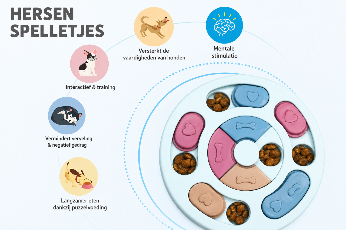 PawLuxe Interactieve Slow Feeder & Denkspel voor Honden en Katten met kleurrijke vakjes voor mentale stimulatie, interactief trainen en langzamer eten van huisdieren.