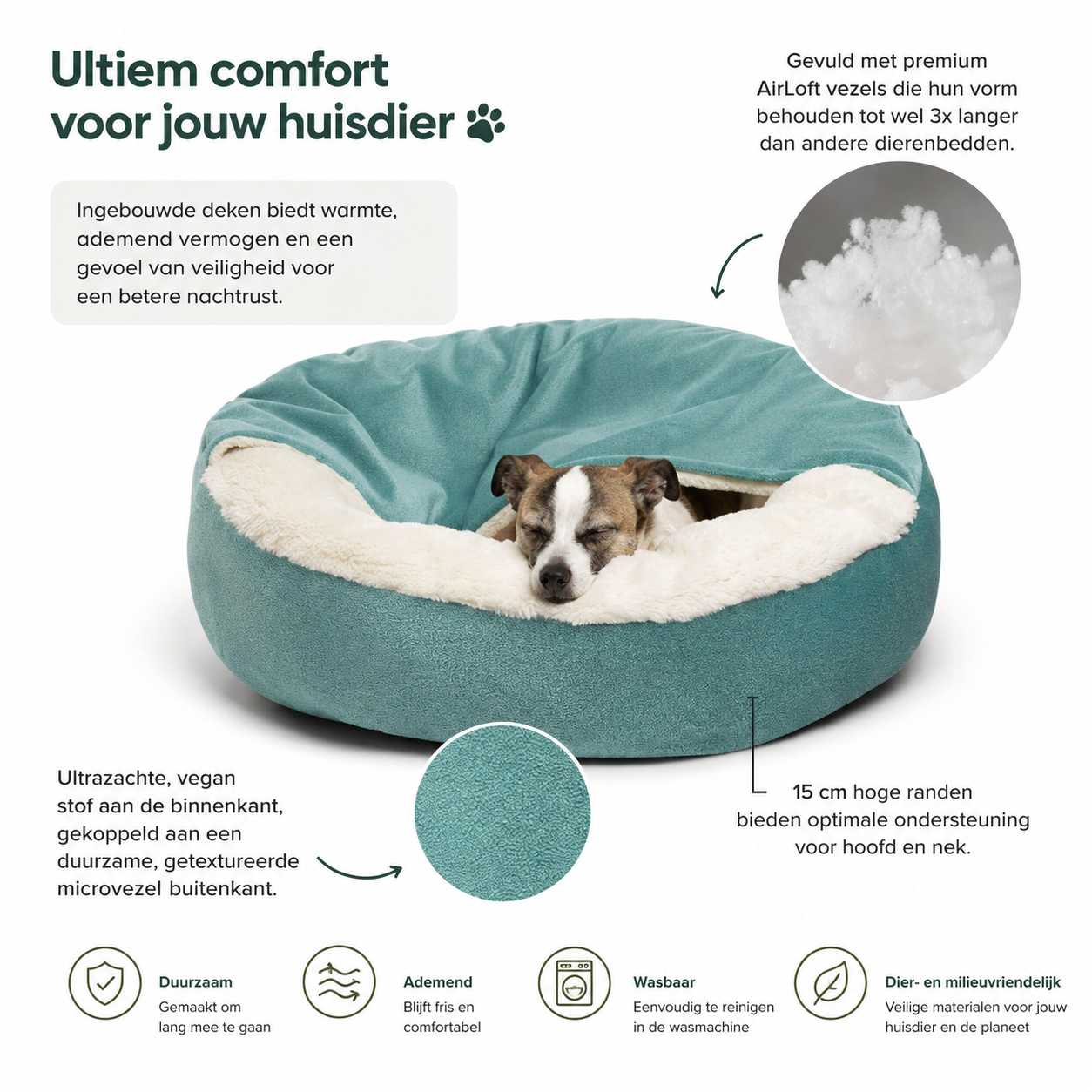 Hond rustend op PawLuxe orthopedisch hondenbed