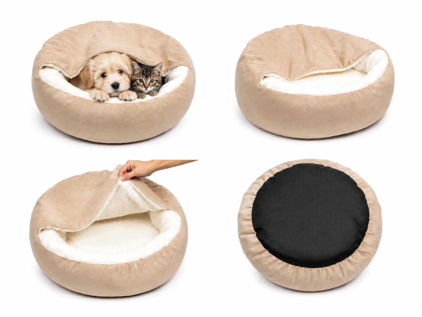 PawLuxe hondenbed zijaanzicht – stevige rand en comfortabele vulling