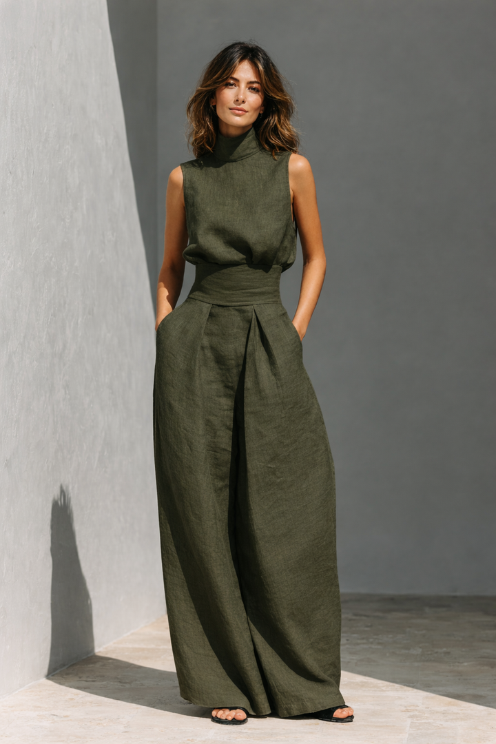 Maria - Conjunto de tirantes minimalista y pantalón ancho