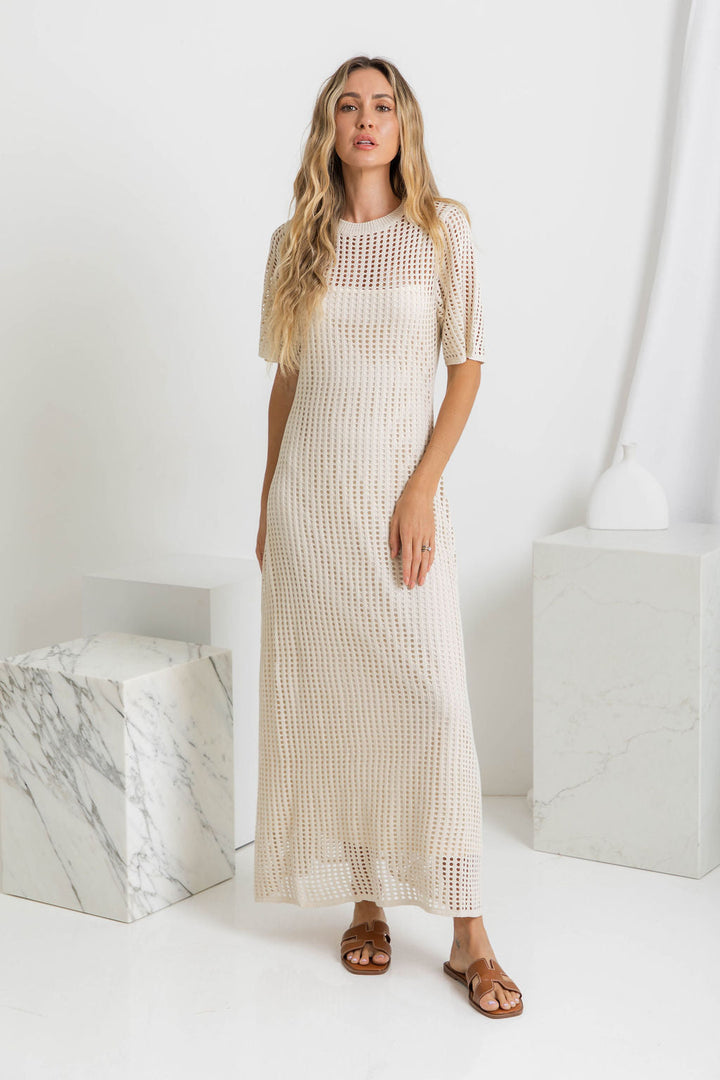 Vestido largo de ganchillo Airlie - Natural