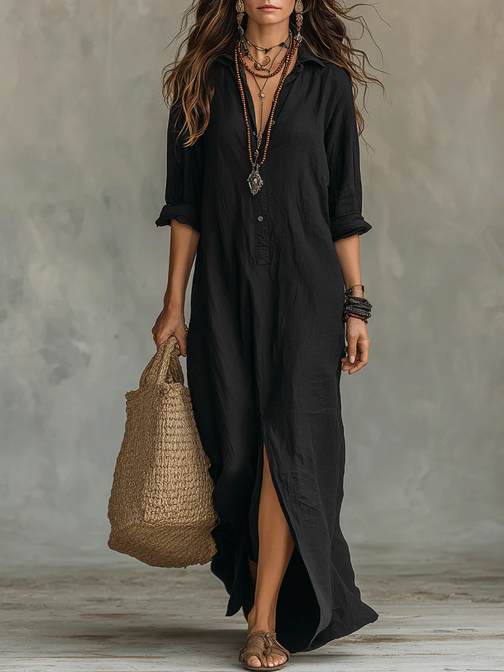 Sol | Vestido negro con botones