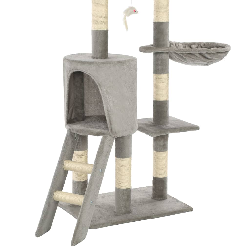 PawLuxe kattenkrabpaal detail onderste platforms met ladder en sisalpalen