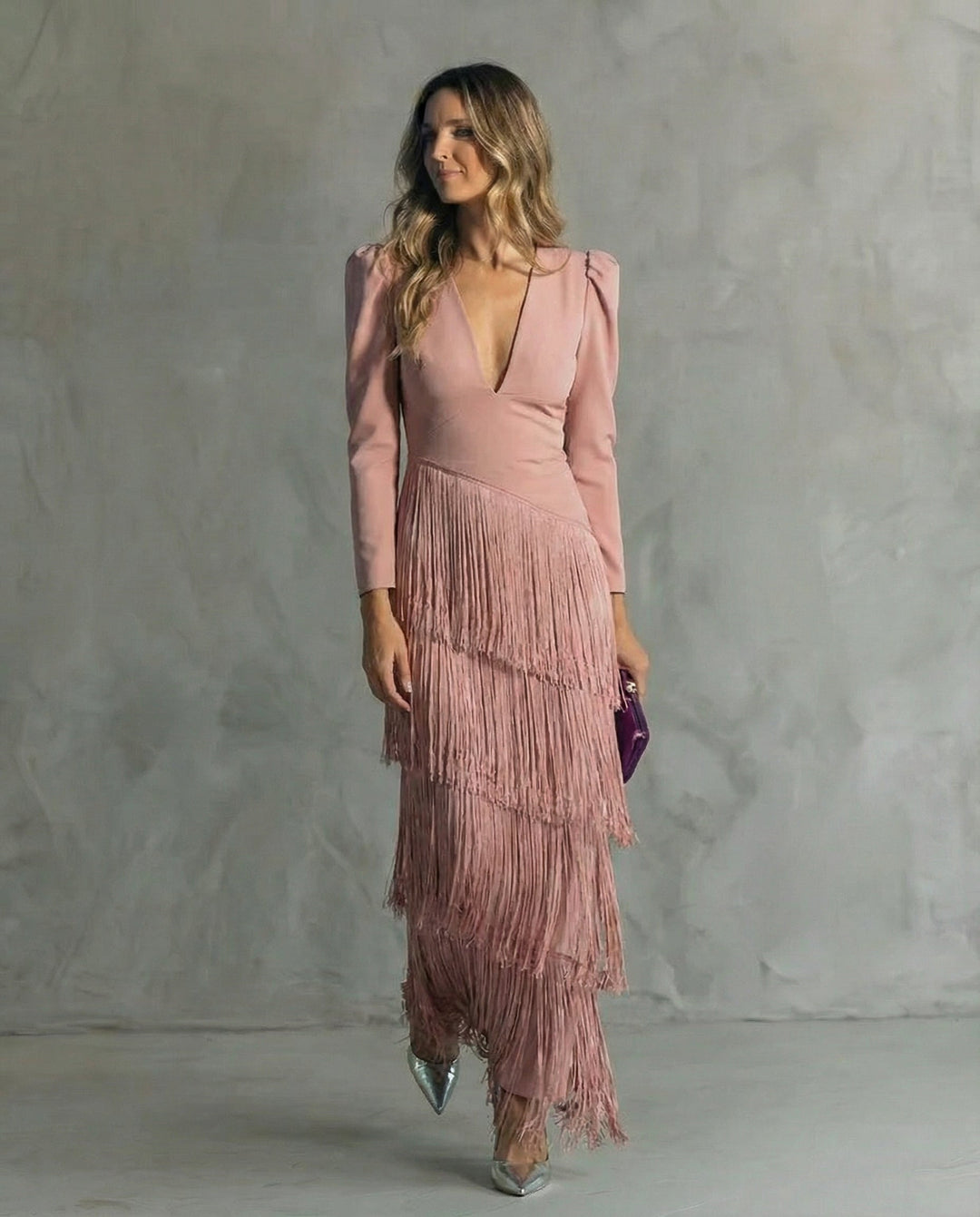 Chiara - Vestido elegante con mangas de flecos