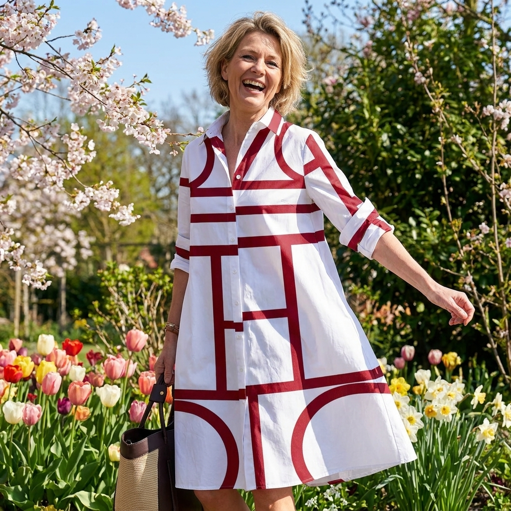 Mavrelle | Vestido con bolsillos y estampado geométrico