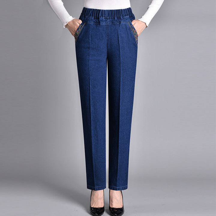 Laluna | Jeans para mujer con bolsillos laterales y cintura elástica