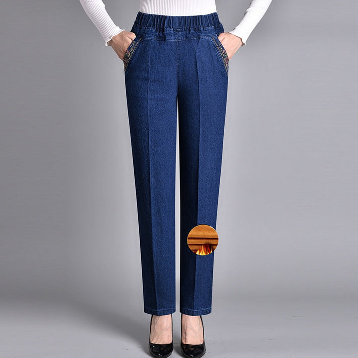 Laluna | Jeans para mujer con bolsillos laterales y cintura elástica