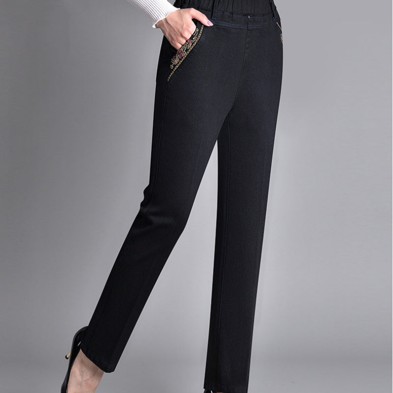 Laluna | Jeans para mujer con bolsillos laterales y cintura elástica